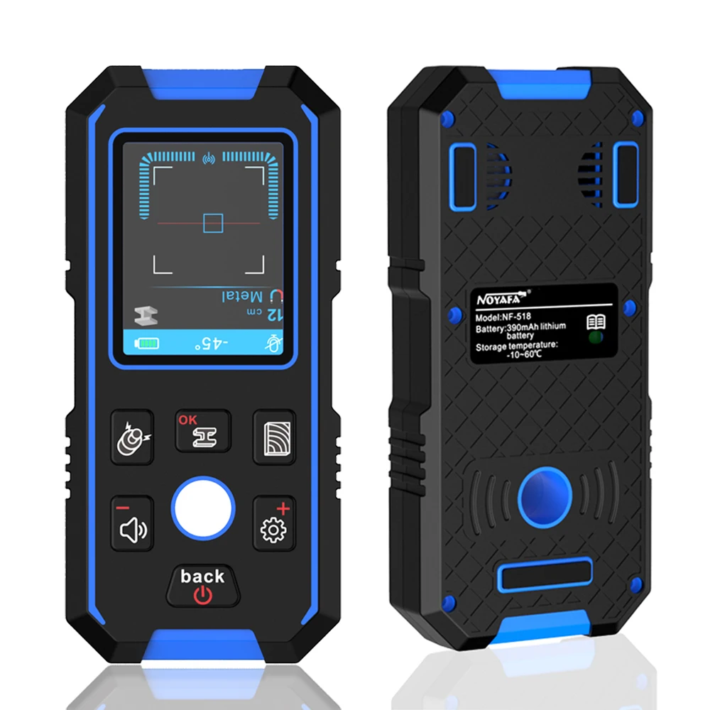 Backlit Detector de Metal Madeira Stud Finder Scanner de Parede Profundidade Rastreador Display Lcd hd Fios de Cabo Profundidade Rastreador Preto ac Noyafa-nf518