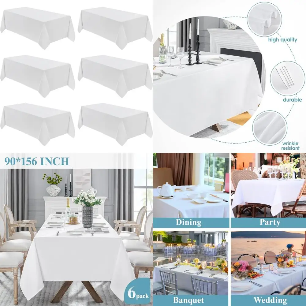 

Прямоугольные скатерти из полиэстера, 6 шт., 90x156 дюймов, устойчивые к пятнам и морщинам, чехлы для обеденного стола для повседневного использования