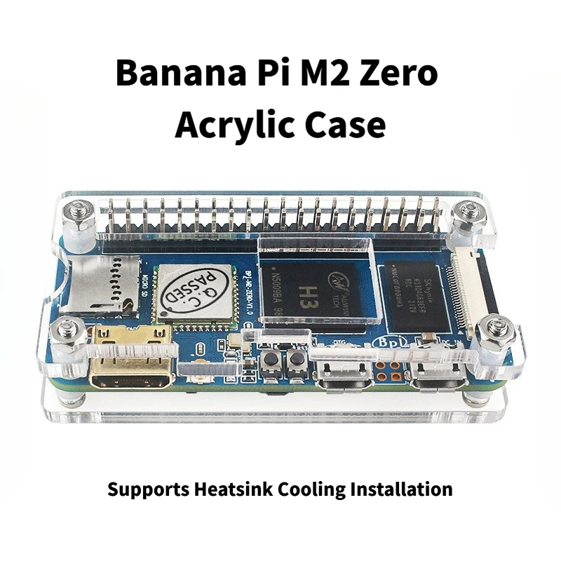 Banana Pi M2 Zero Acrylic Case, Banana Pi BPI Transparent Protective Shell, Supports Heatsink Cooling Installation