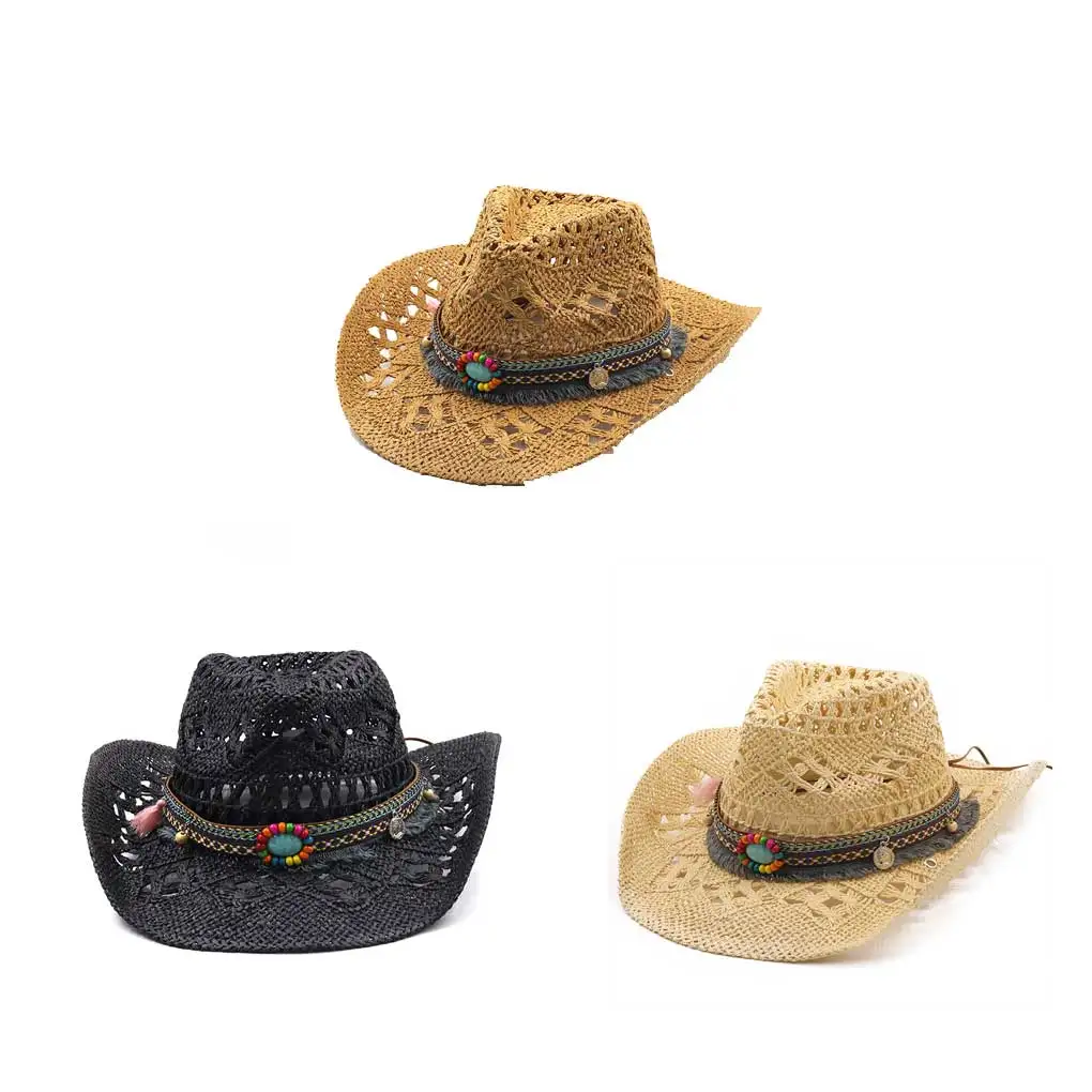 Cowboy Straws Hat Wide Brim Sun Protection Summer Outdoor Camping Cap