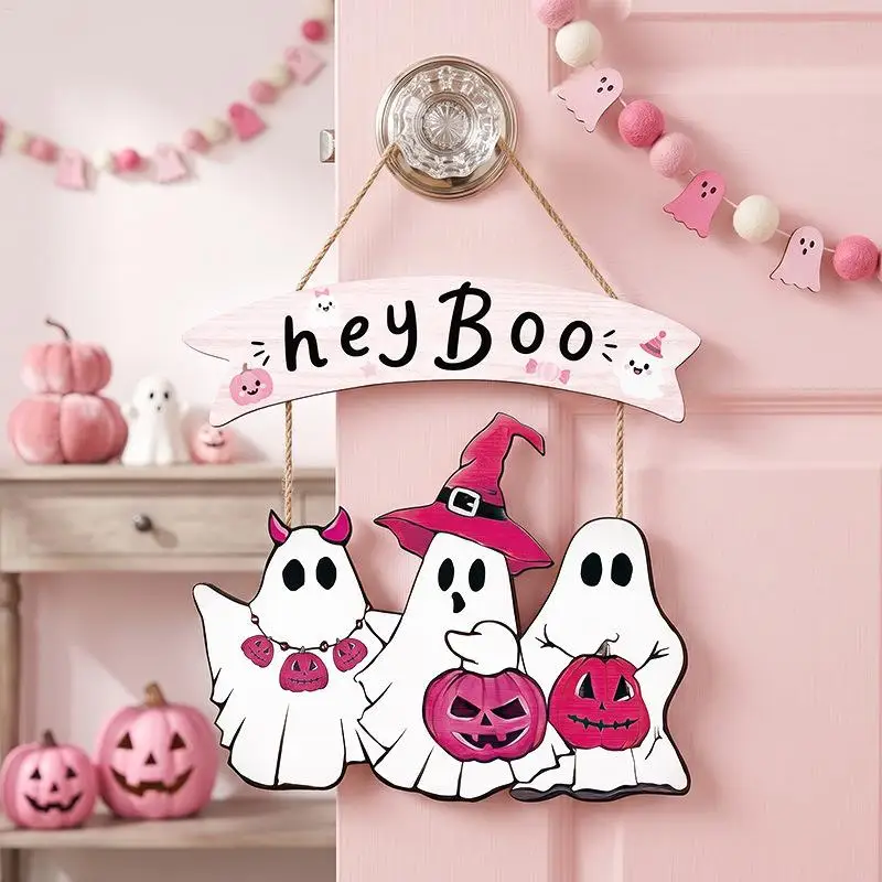 Halloween Door Hanger Cute Holiday Welcome Ornament Halloween Ghost Door Decorations for Tree Wall Bedroom Entrance Home Office