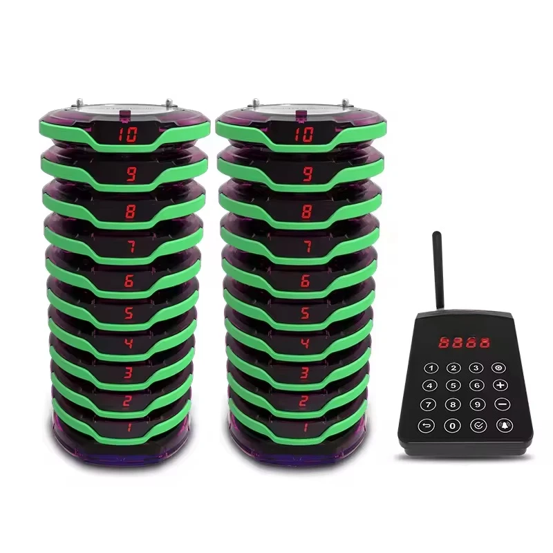 Long distance wireless restaurant call guest paging service customer vibration queue buzzer coaster pager
