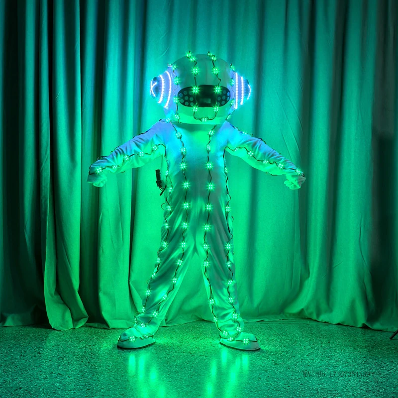 

Костюм-маскот с LED-подсветкой, музыкальными эффектами и наушниками, профессиональный костюм-маскот для шоу, костюм для выступлений на вечеринках, одежда для представлений