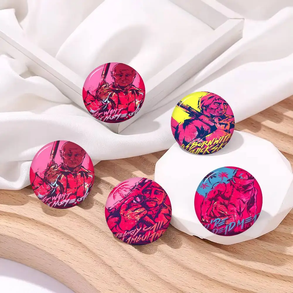 Hotline Miami Tapestry Art Printing Japanese 58mm Handmade Brooch Cartoon Cosplay Badge On Backpack Jewelry Accessories Gifts