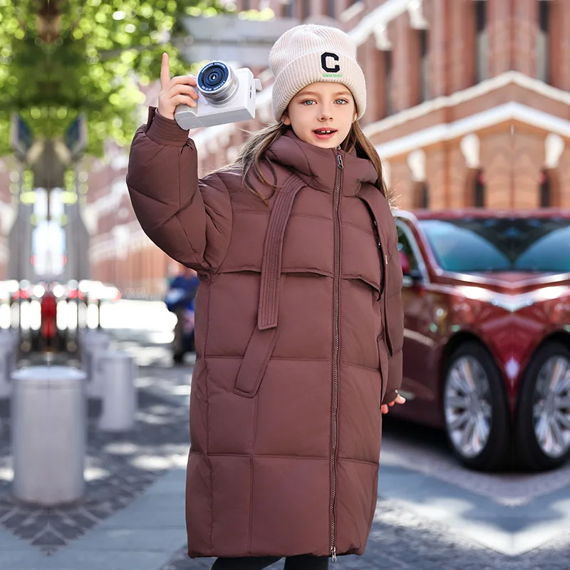 RAISE -20 Gradi Inverno Bambini Ragazze Piumino Spessore Caldo Con Cappuccio Adolescenti Ragazza Lungo Capispalla Bambini Neonata Giacca Cappotto Vestito