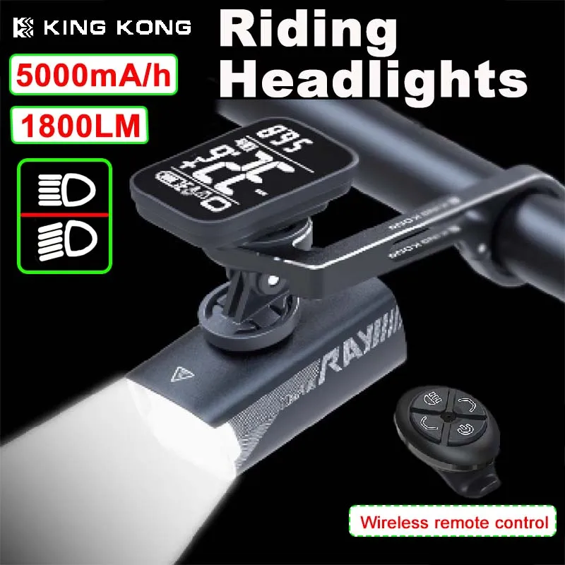 Bicycle Headlight 1500LM Wireless Remote Control Bike Lamp High Capacity Battery Cycling Lights Waterproof Strong Light Flashli