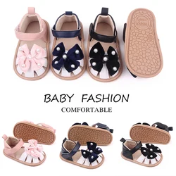 Baby Summer Sandal for Toddler Girls Outdoor Prewalking Shoes Cute Bowknot Design with Pearls