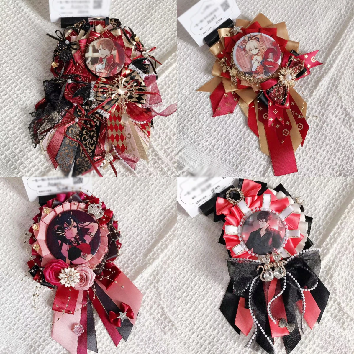 Gorgeous Silk Handmade Red Type Badge Holder for Ita Bag Pins Display Ita Bag Decorate for 58mm 75mm Badges Bag JK Accessories