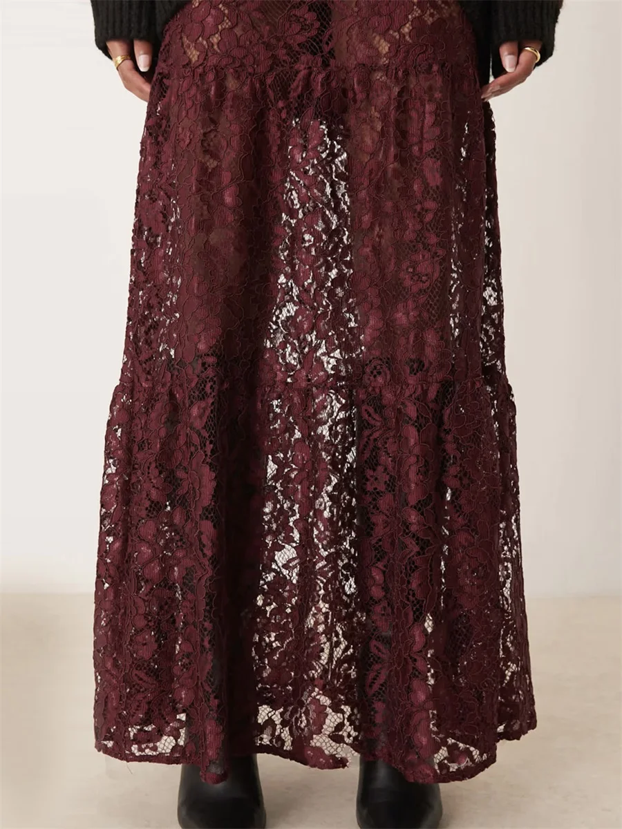 

Женская летняя юбка, повседневная прозрачная кружевная эластичная юбка трапециевидной формы для пляжного отдыха, клуба, уличная одежда, эстетичная одежда