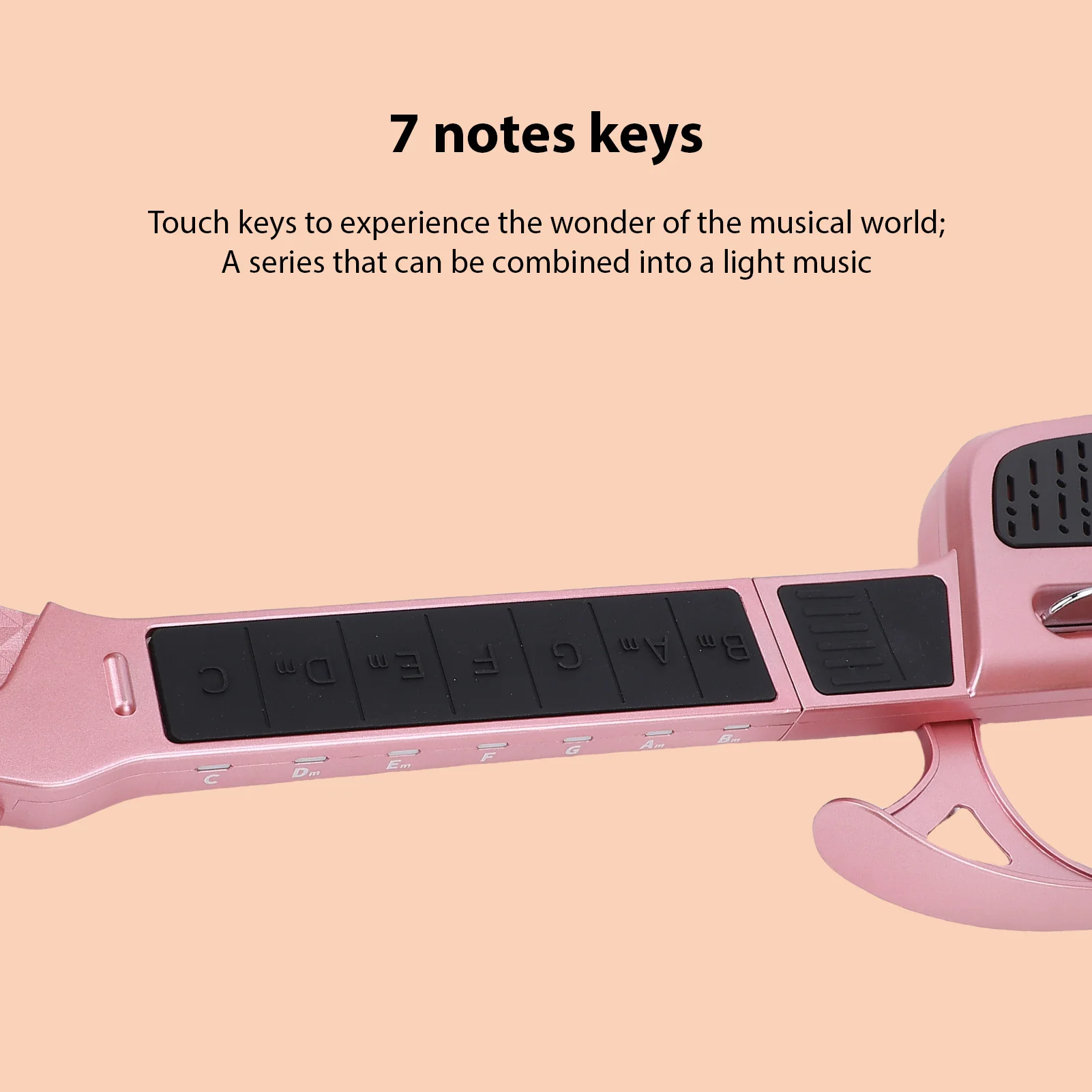 Gitar Elektrik Pintar Portabel Lipat Tanpa Senar dengan 7 Tombol Nada Ringan Dapat Diisi Ulang Gitar Otomatis Kecil