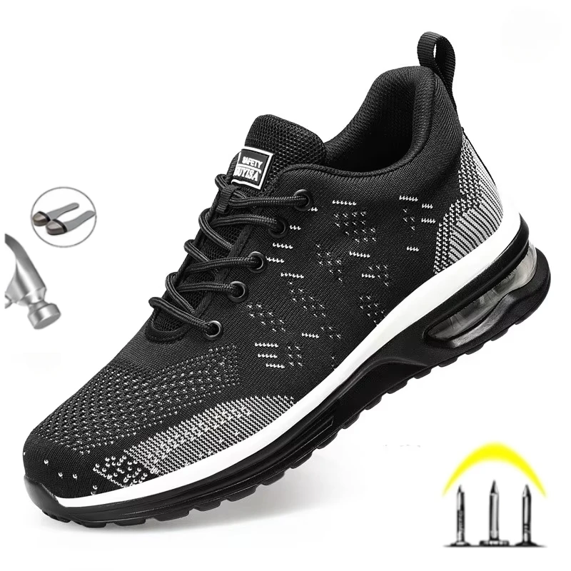 Indestructible Men Safety Shoes Light Non-Slip Work Sneakers Breathable Male Steel Toe Puncture Proof Air Mesh Work Safety Boots