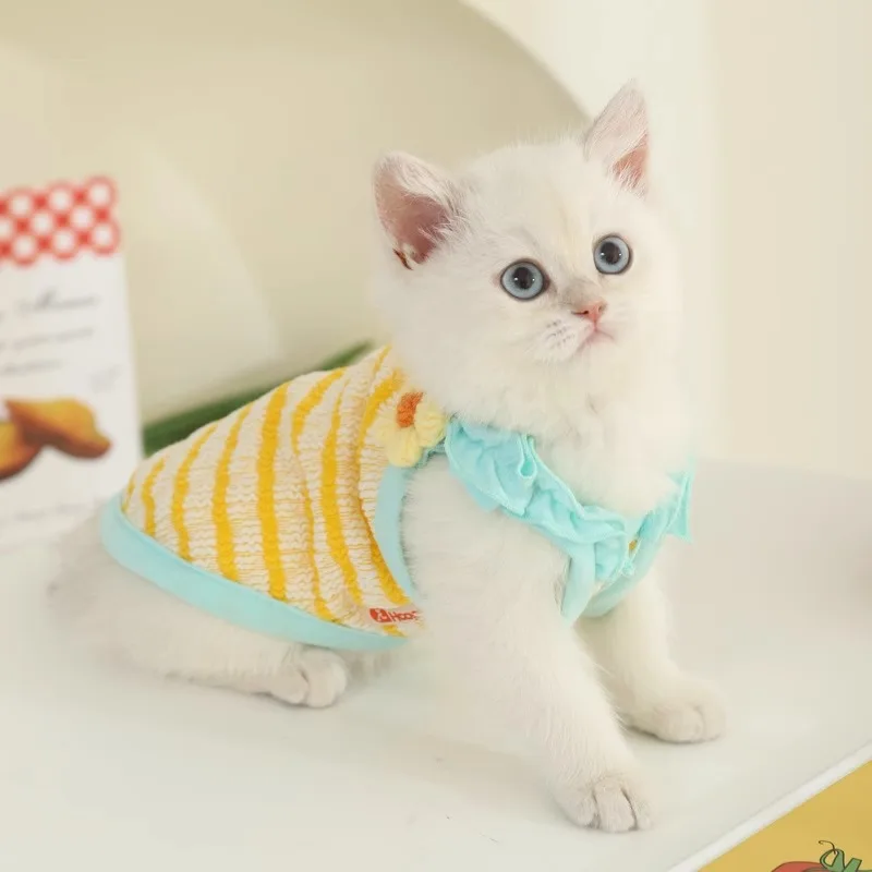 

Cat Clothing Summer Anti Shedding Fur Doll Cat Spring and Autumn Kitten Summer Suspender Kitten Pet Thin Cat Vest Kitten Clothes