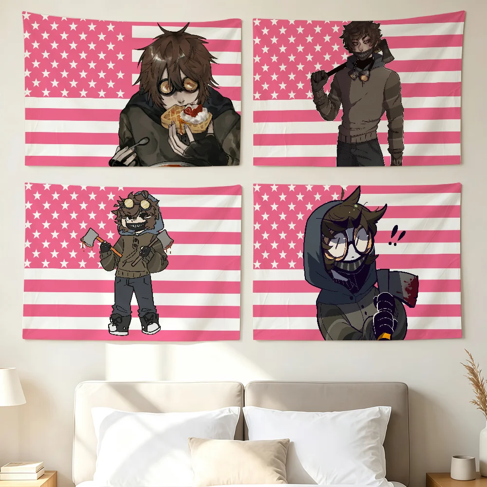 Creepypasta T-Ticci Toby Flag Wall Decorations Home Decor Suitable For Living Rooms Bedrooms Dormitories Parties And Holidays