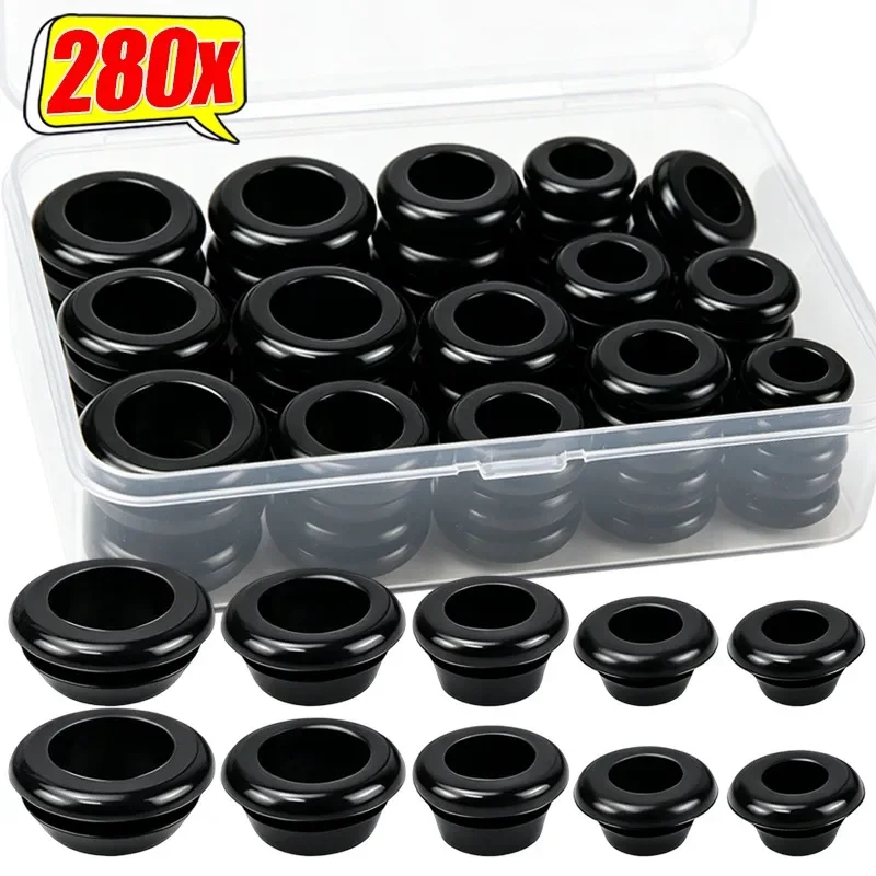 Rubber Grommet Kit Multi-size Wire Hole Protector Seal Ring For Electrical Box Cable Wiring Insulation Cable Protectors Sleeves