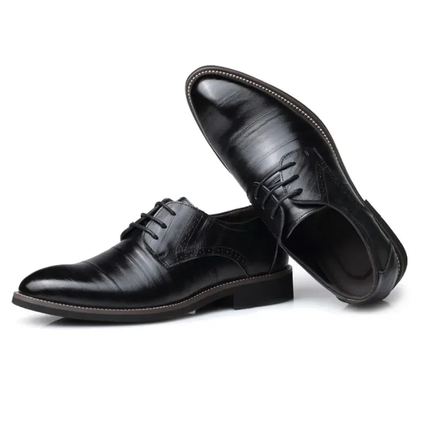 Mocassins en cuir à bout pointu pour hommes, chaussures formelles, chaussures Oxford décontractées, noir, fête, bureau, affaires