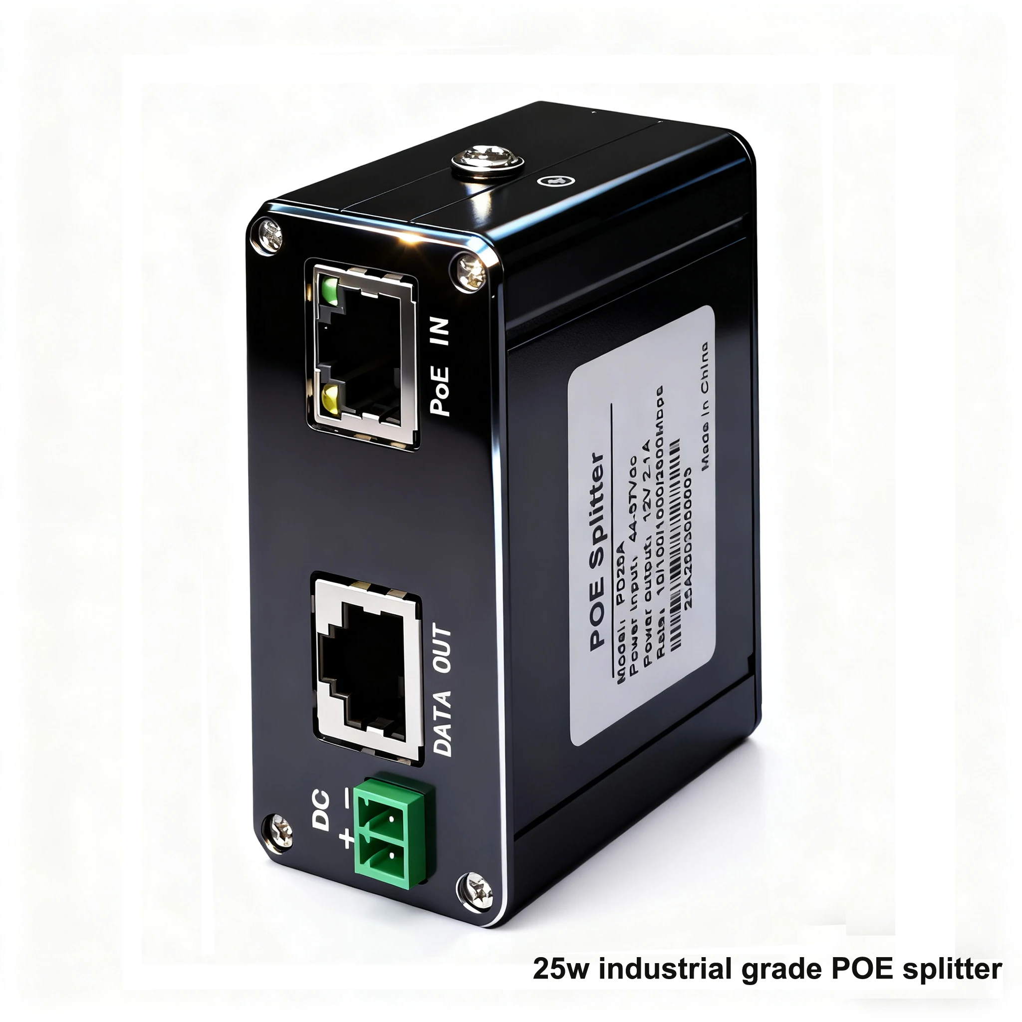 25W POE splitter industrial grade aluminum alloy casing DIN RAIL mounted installation.