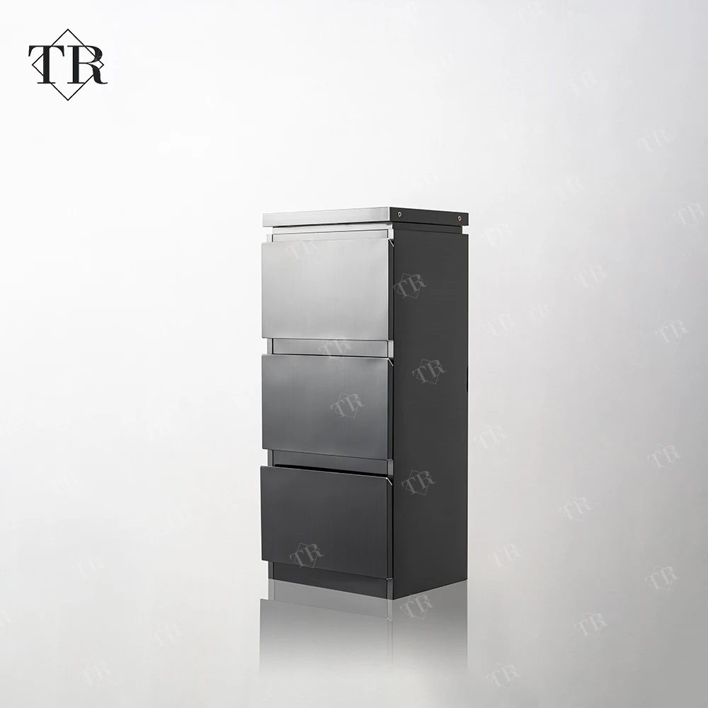 Turri Barbería Carro de acero inoxidable Gabinete lateral Aparador Cajones de 3 capas Muebles de salón para servir