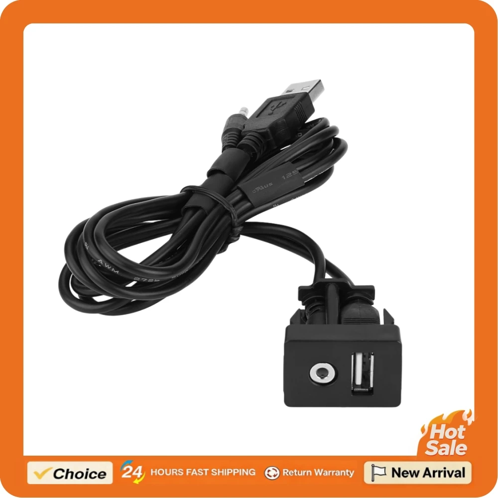 3.5mm AUX Cable Car Boat Dash Flush Mount USB Port Lead Mounting Panel 3.5mm AUX Extension Mount 3.5mm AUX Jack Extension Cable