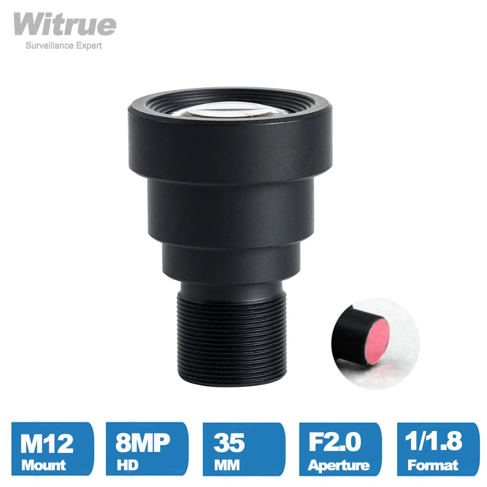 Obiektyw aparatu Witrue 4K 8 megapikseli M12 stałe obiektywy 35 mm 1/1,8 cala z filtrem podczerwieni 650 nm do kamer akcji