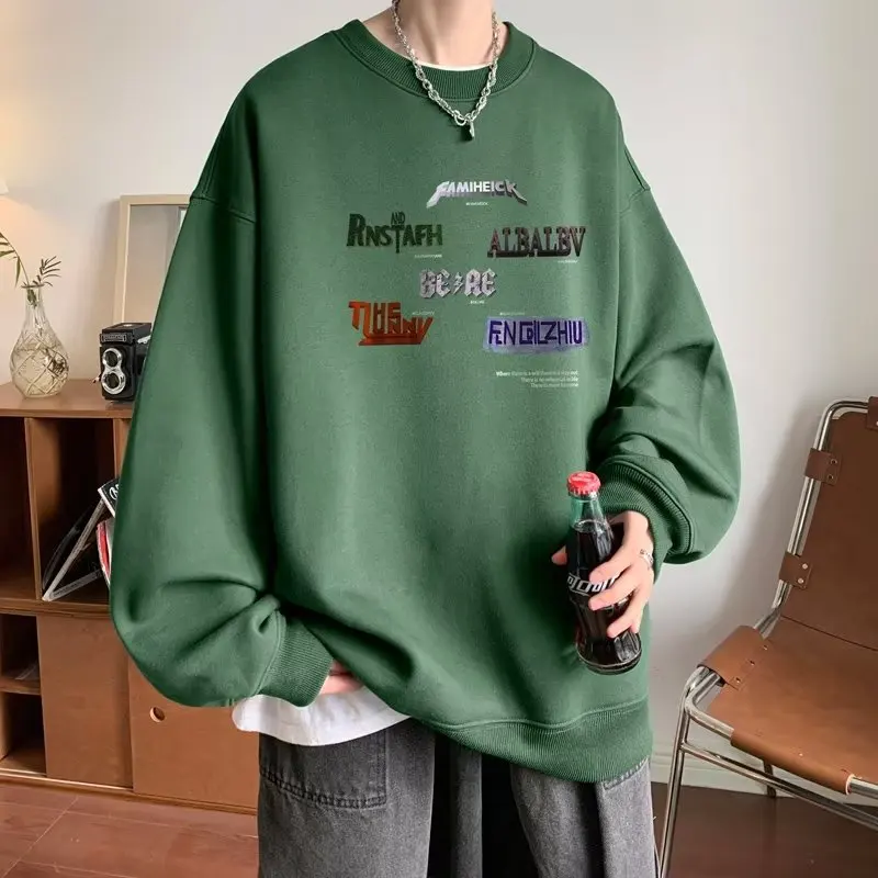 

2024 New Couples Casual Pullovers Embroidery letters Retro Print Hip Hop Pullovers Y2K Hoodie Clothes English Long Sleeve Top