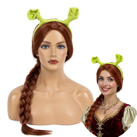 REEWES Sherk Monster Fiona Adult Cosplay Synthetic Wig Fancy Fairy Accessories Green Ear Halloween Masquerade Girls Adult