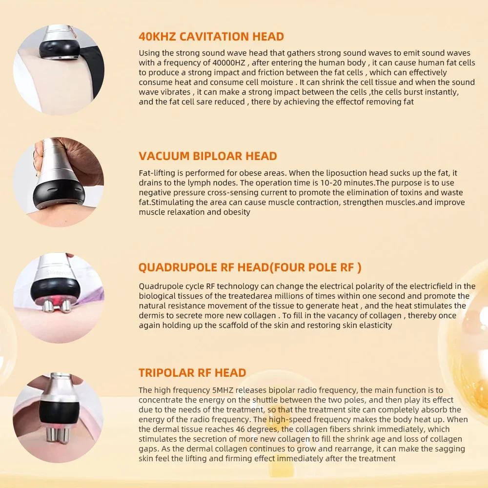 40K 4 IN 1 Cavitation Ultrasonic Body Slimming Weight Loss Skin Rejuvenation Beauty Machine Multipolar Skin Tighten Anti-wrinkle