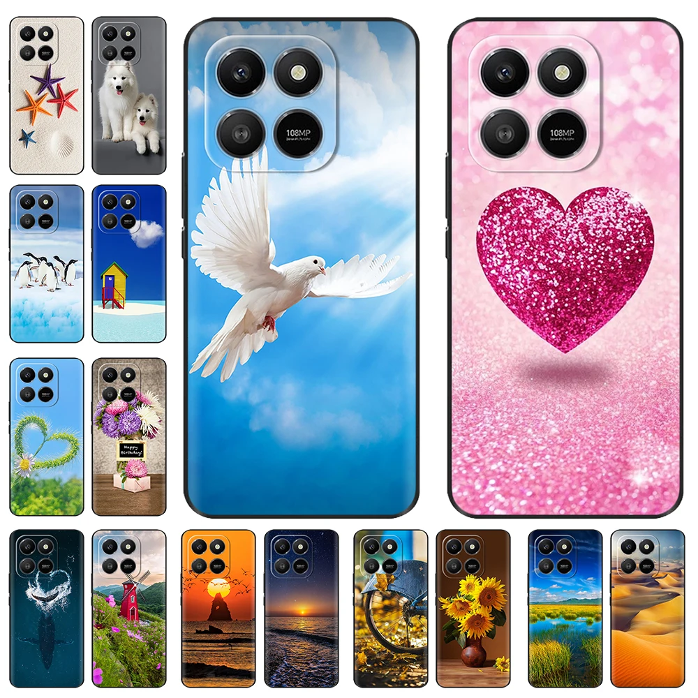 Silicone Shockproof Cover For Honor 400 Smart Cartoon Love Painted Bumper Protective Phone Cases For Honor 400 Smart X7D 4G 5G