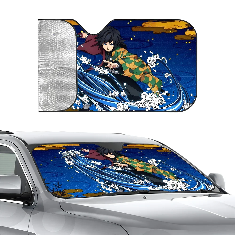 

G-Giyu T-Tomioka Anime Car SunSha Heat-insulating Aluminum Film Windshield Sunshas UV Rays Blocks Car Sun Visor Protector