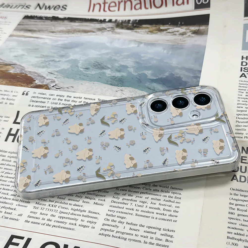 Carbon Fiber Case For Samsung A31 A20S A10S A03 Core A13 A22 5G A32 A53 A73 5G A23 Full Printed Cartoon Lamb And Flowers Case