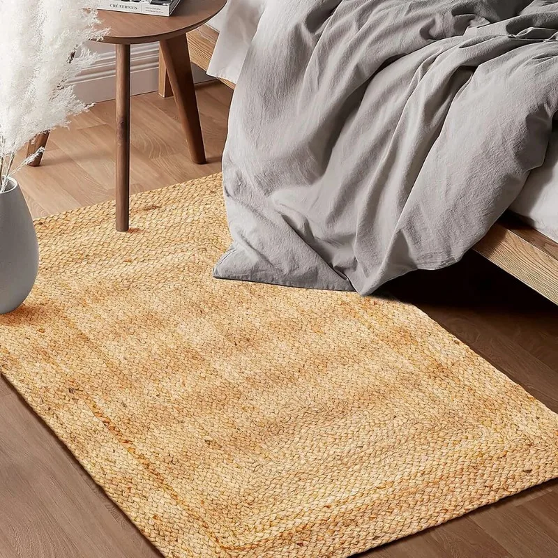 Square Rug Natural Jute Area Rug Hand Woven Handmade New Design Rug