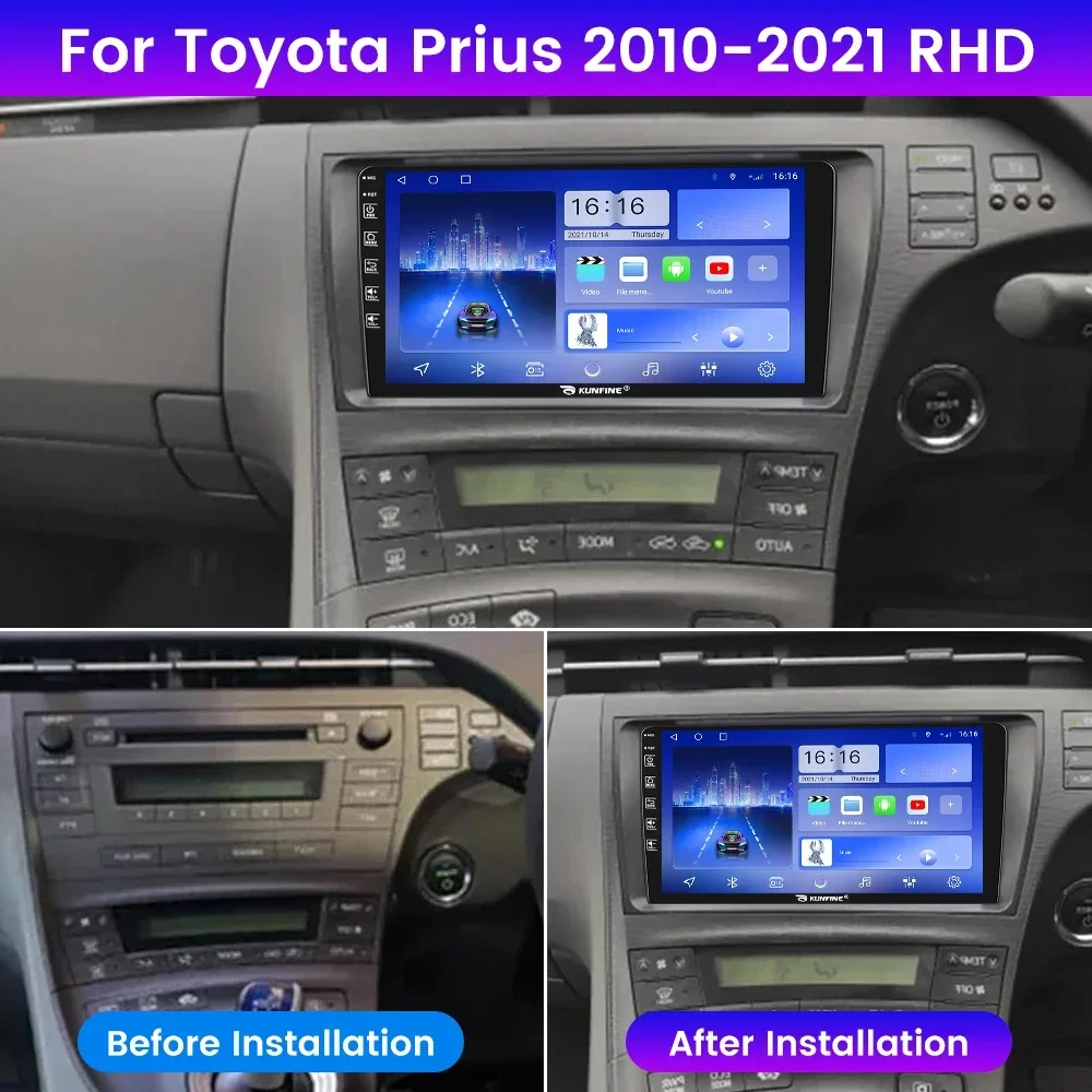 Android Car Radio For Toyota Prius 2010-2021 Car Stereo 2Din Octa Core GPS Navigation Player IPS Screen Carplay Android Auto
