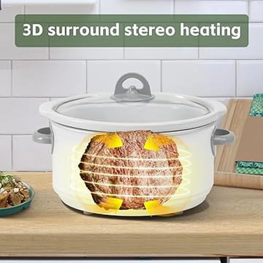 وعاء سيراميك آمن للاستخدام في غسالة الأطباق بقدرة 3.5 لتر مع غطاء زجاجي، تشغيل بلمسة واحدة، تصميم مدمج، حساء الحساء، الكاريز و