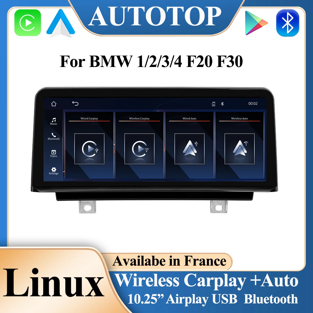 Image of AUTOTOP 10.25 "schermo Linux Wireless Carplay per BMW F30 F31 F32 F33 F34 F35 F20 F21 F22 NBT Retrofit Android Auto Multimedia BT cod004