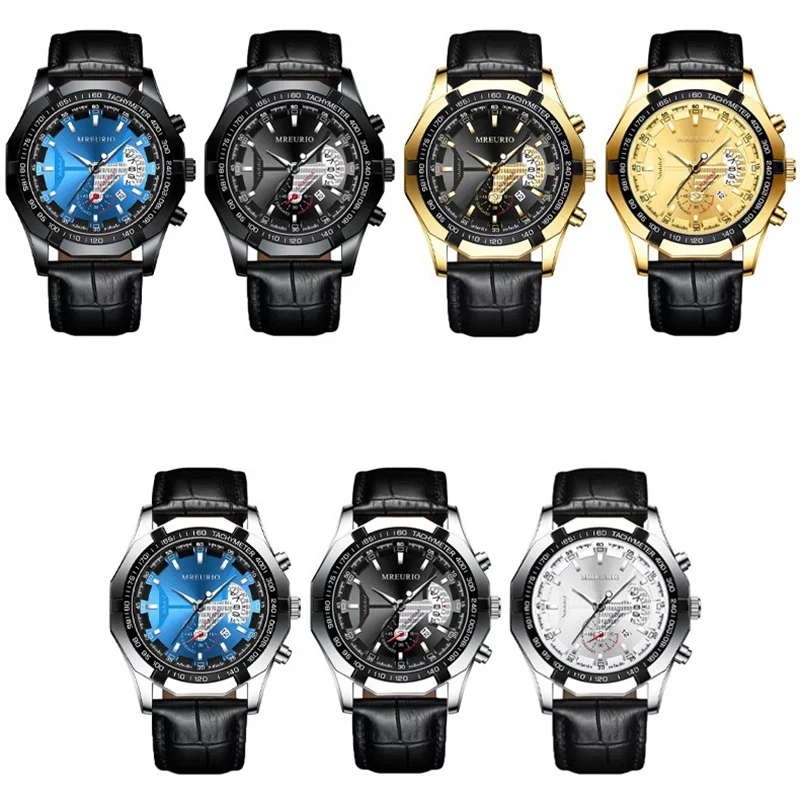 Classic Mens Watches Leather Strap New Fashion Watch Men Calendar Quartz Wristwatches Male Clock Relogio Masculino Drop Shipping