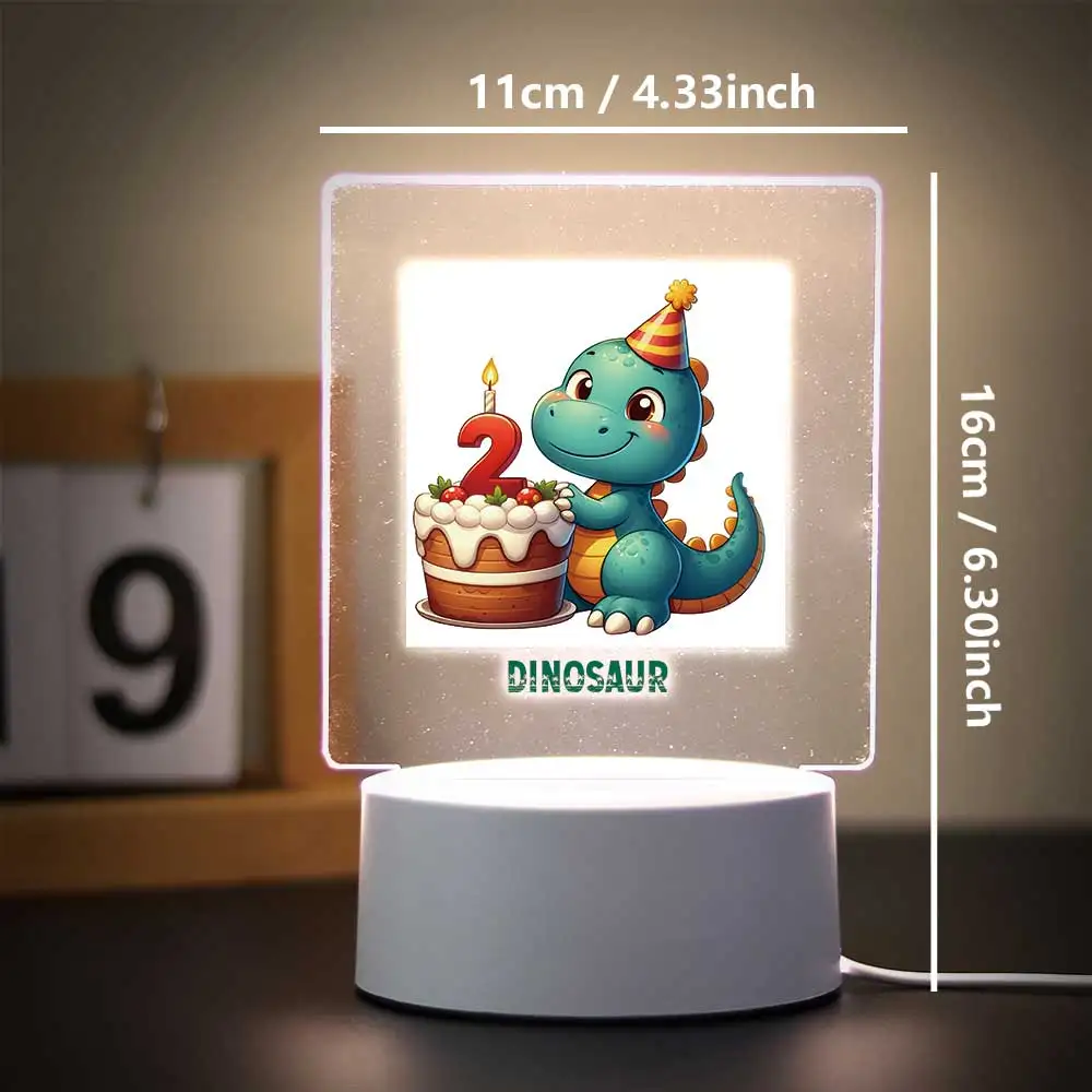 1 pc nice Dinosaur digital cake blessing UV Print Custom Name Acrylic Night Lights Led Table Lamp Table Desk Decor Birthday Gift