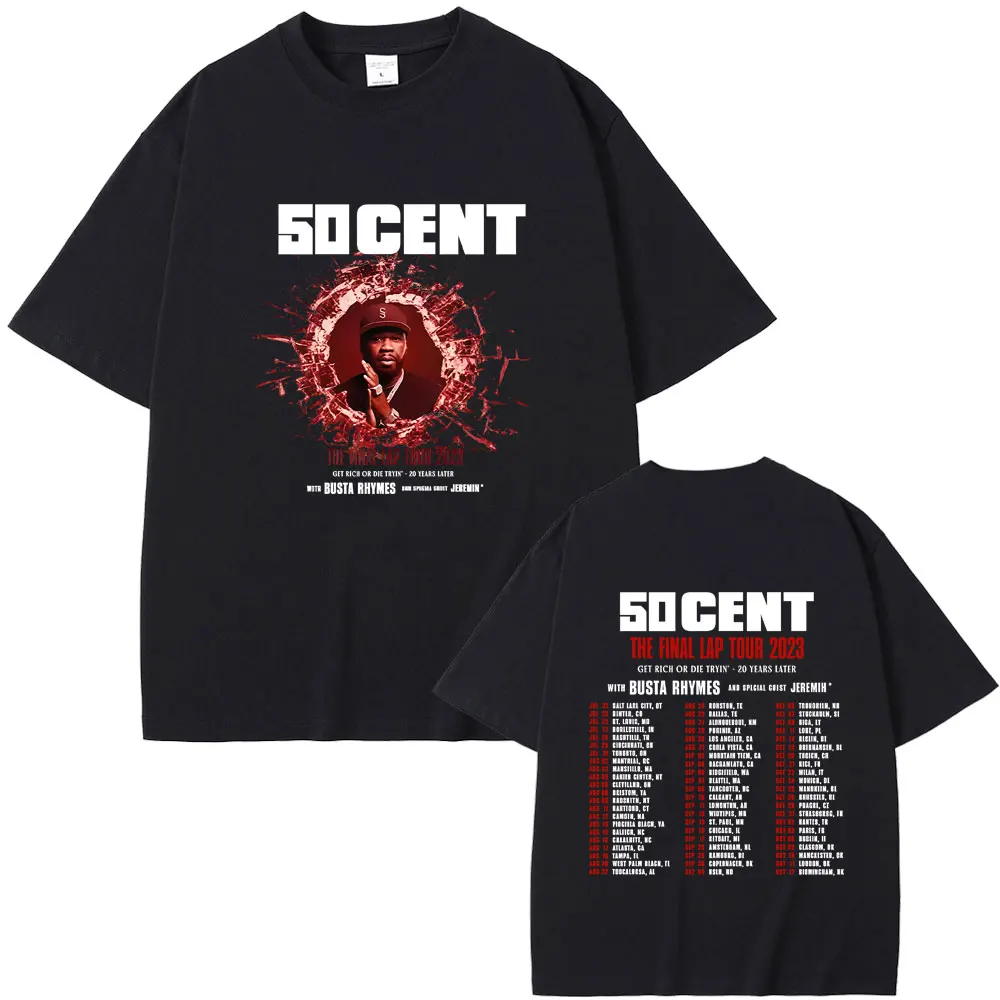 

Fashion Rapper 50 Cent The Final Lap Tour T-shirts Men Women Hip Hop Oversized Streetwear Male Casual Soft Cotton T Shirt Tops