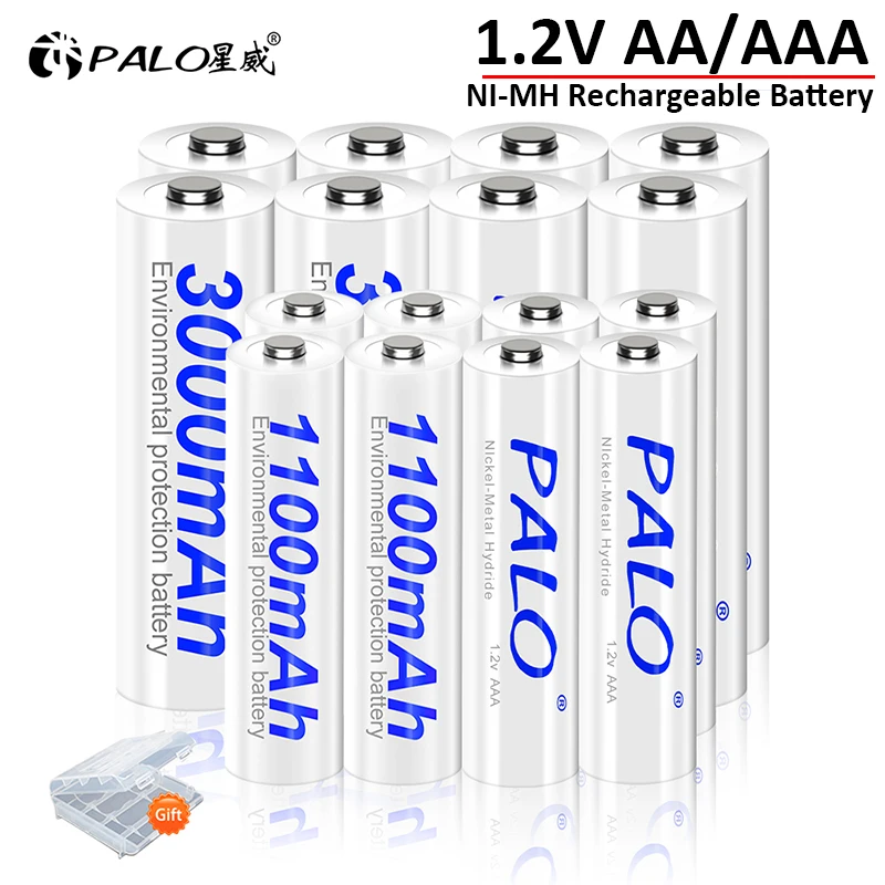 PALO 1,2 V AA oder AAA NI-MH-Akku für Elektrorasierer, Taschenlampe, Notbeleuchtung, kabellose Mäuse, Uhren, Kamera, Spielzeug
