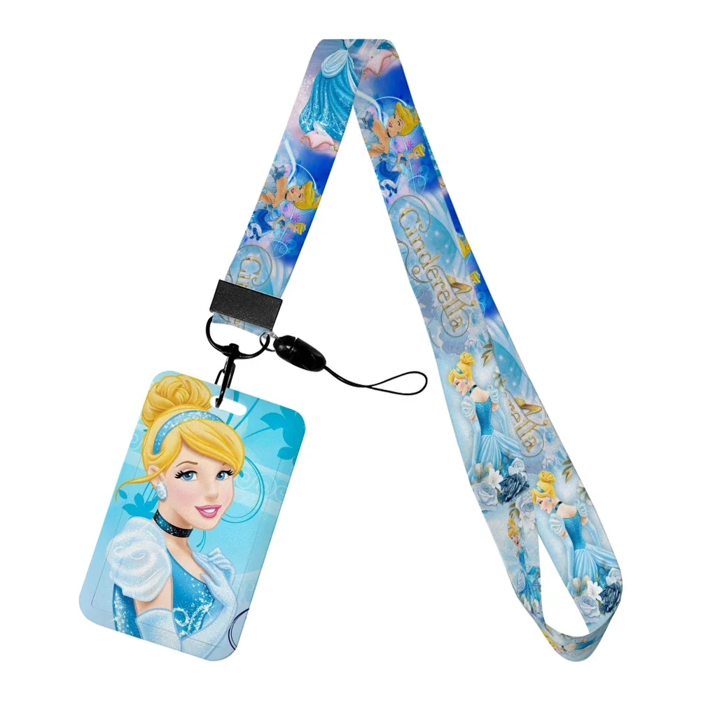

Disney Princess Cinderella ID Card Holder Lanyards Mermaid Women Neck Strap Credit Card Case Girls Badge Holder Retractable Clip