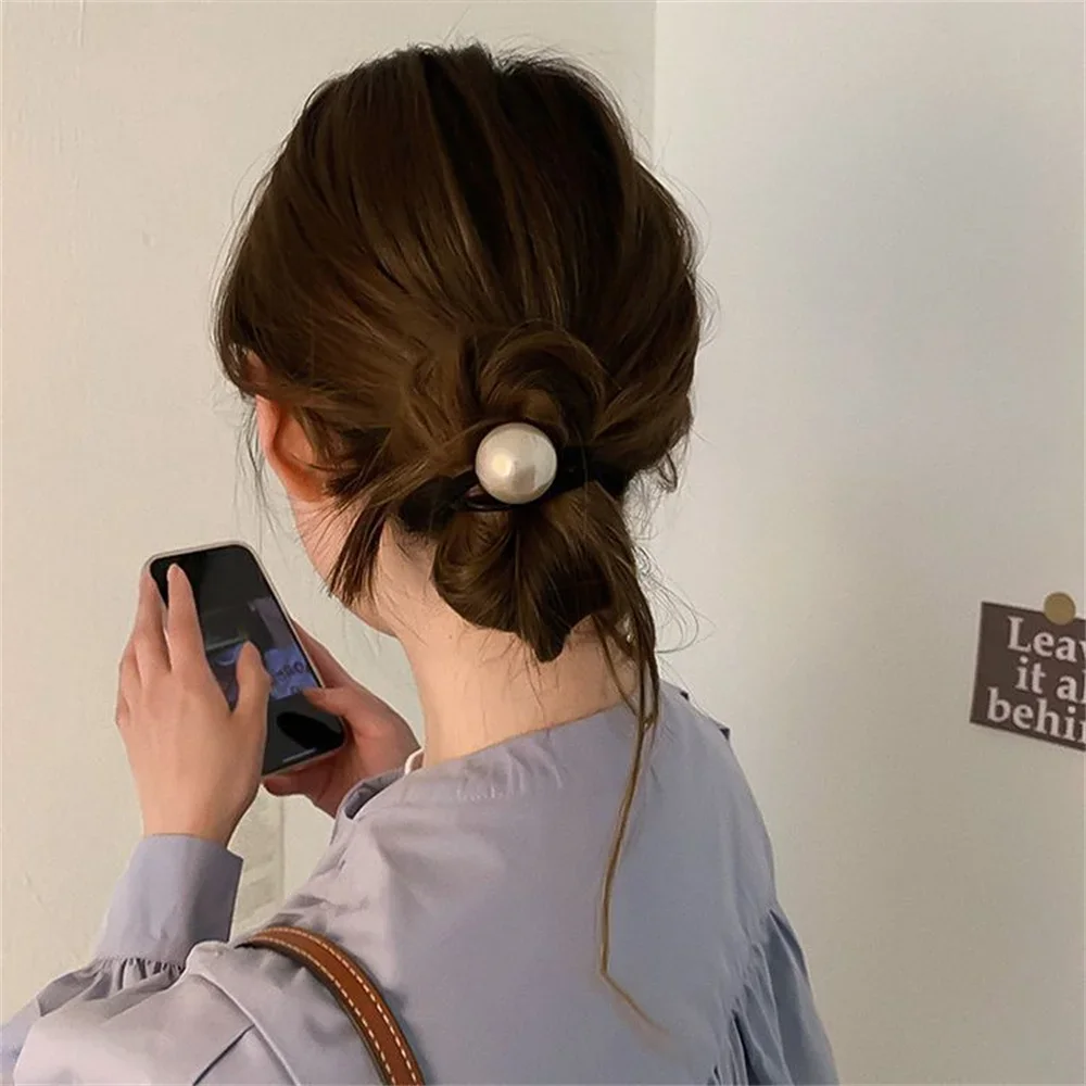 Artificiel astique à cheveux boule en métal argenté doré, perle simple, élastique, support de queue de cheval commandé, style coréen, anneau de