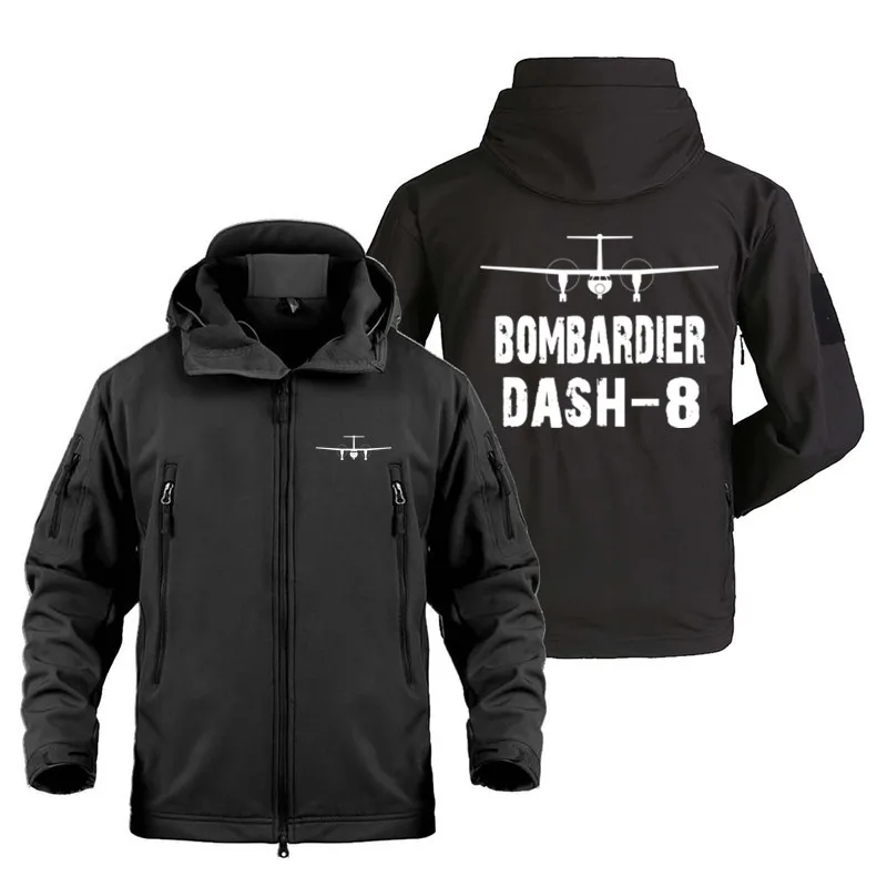 

Aircraft Bombardier Dash 8 Aviation Flight Pilots Outdoor Military Tactical Shark Skin Man Coats Fleece Warm SoftShell Jackets