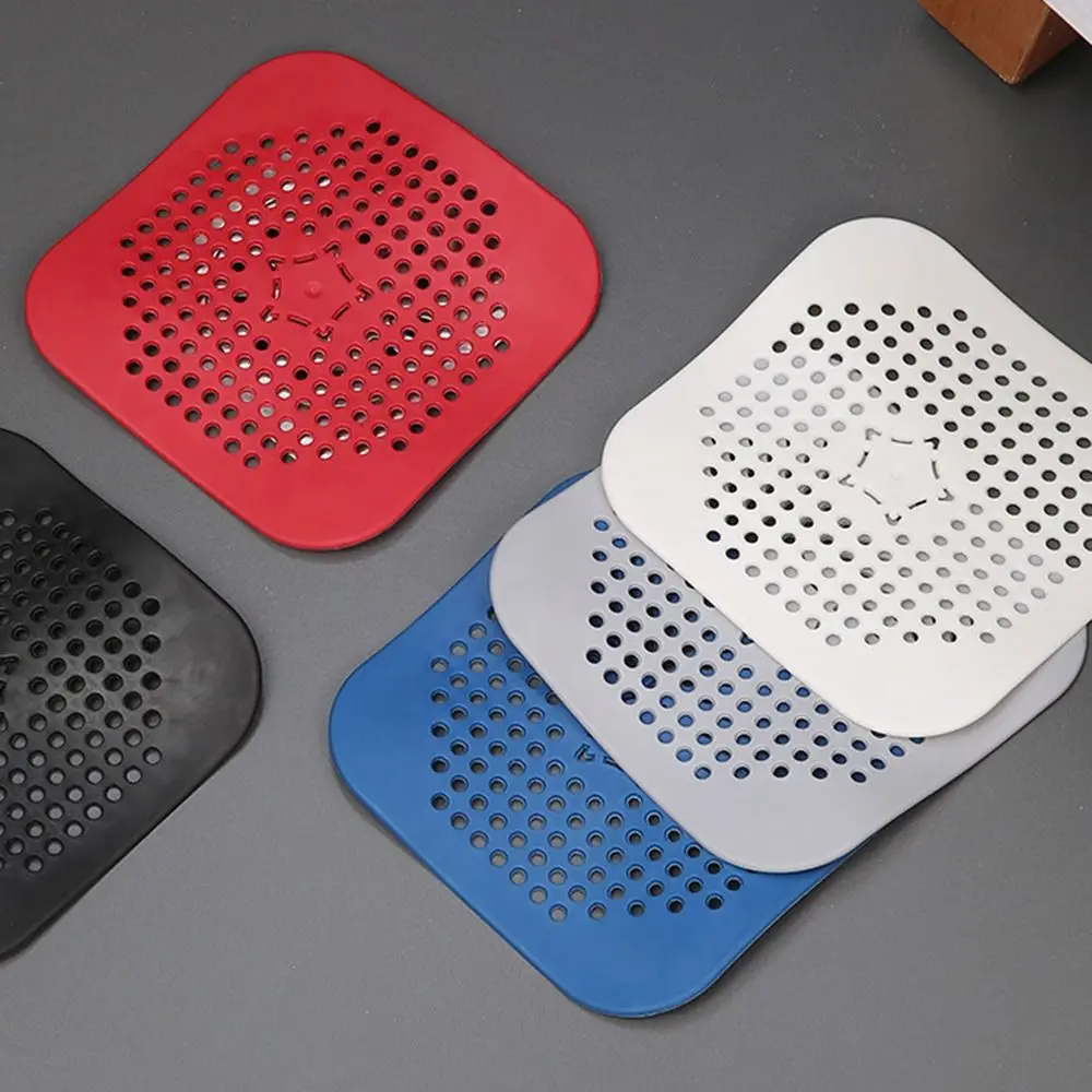 

Портативный силиконовый фильтр-ловушка для волос для раковины, износостойкий, прочный, предотвращающий засоры, многофункциональный квадратный силиконовый сетчатый фильтр