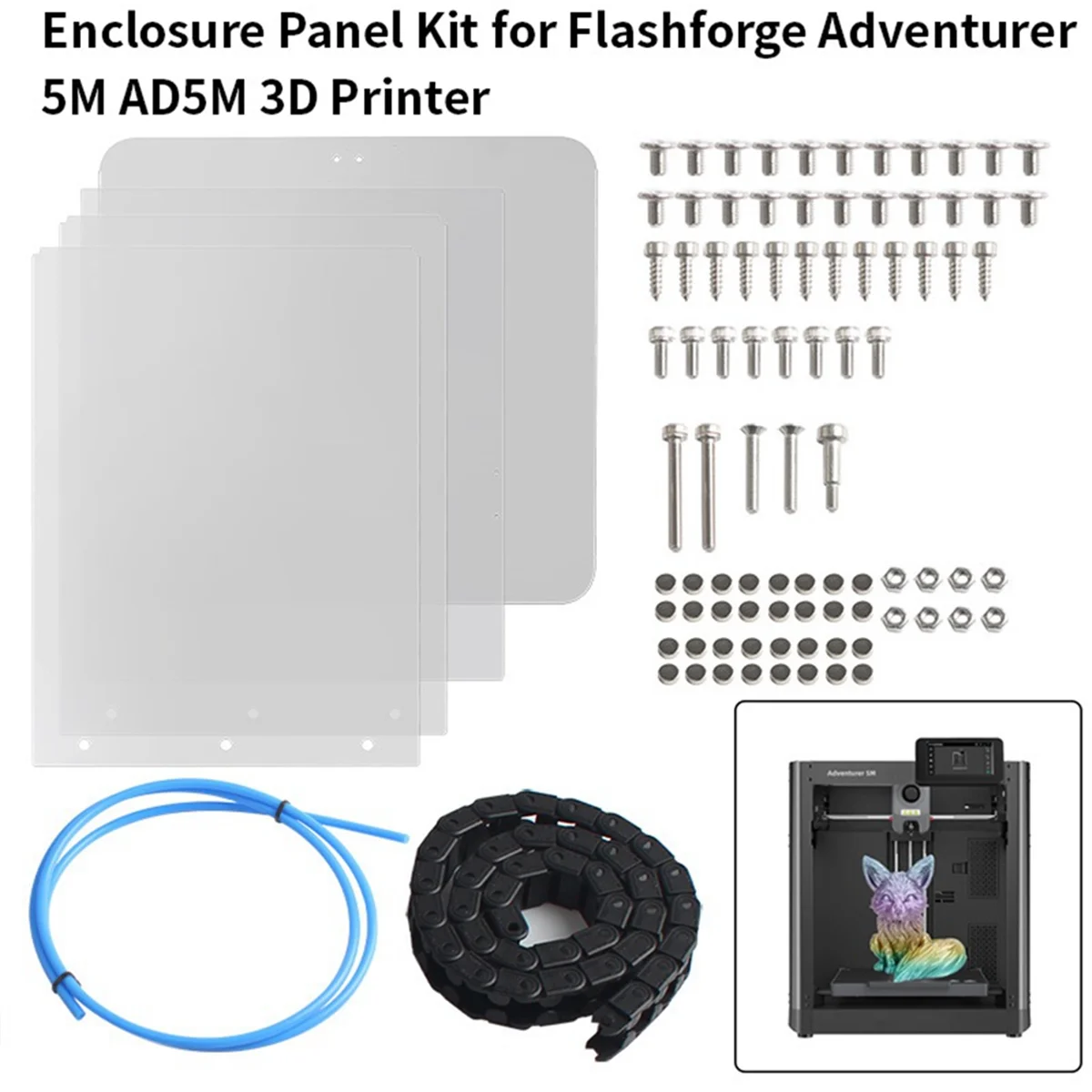 Enclosure Panel Kit for Flashforge Adventurer 5M AD5M 3D Printer DIY Polycarbonate PC Sheet 3mm 3D Printer