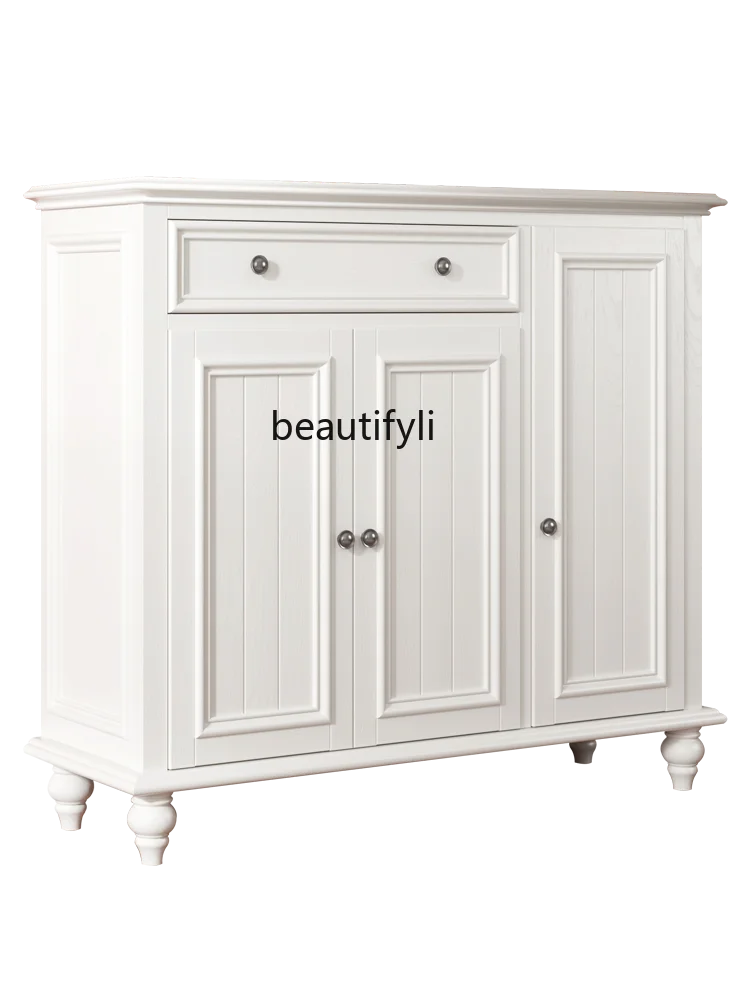 

American Shoe Cabinet Modern Simple Hallway Multifunctional Locker Living Room Solid Wood Double-Door