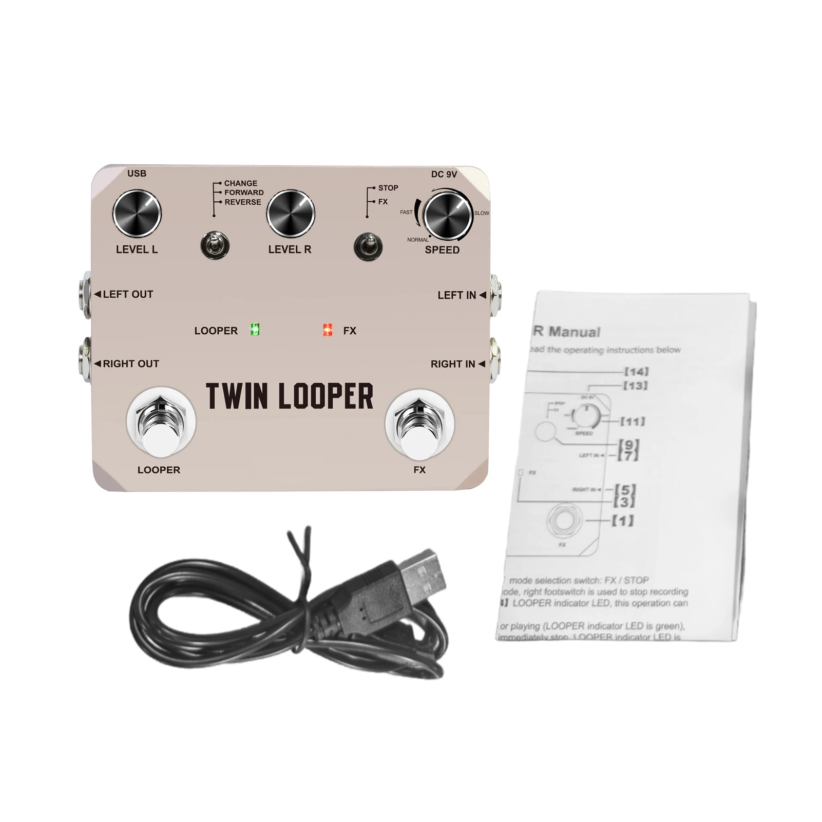 

Rowin Guitar Looper Pedal with 2 Footswitch 11 Playback Types 10-Minute Recording 24-Bit Sampling Zinc Alloy Guitar Loop Station
