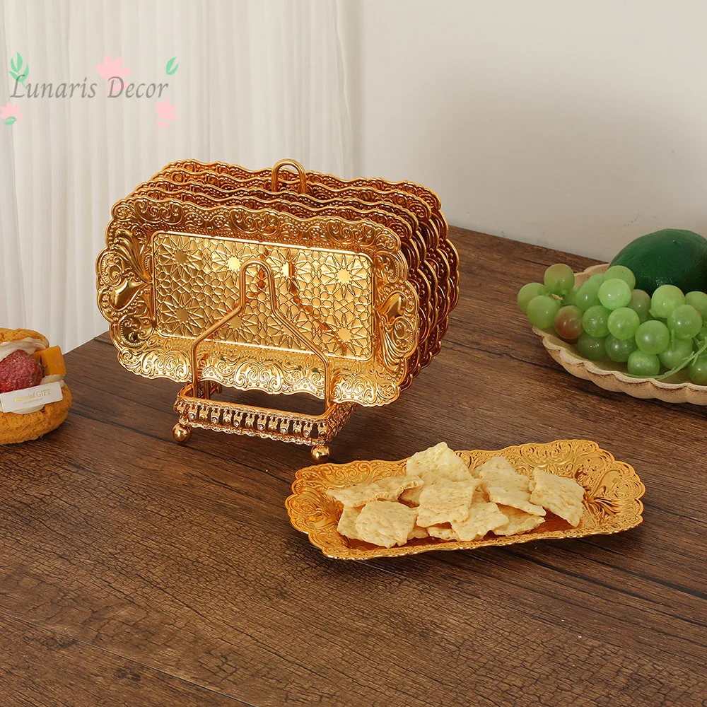 2pcs High-end 7-piece set butterfly stand European minimalist style creative cup holder metal snack plate plate