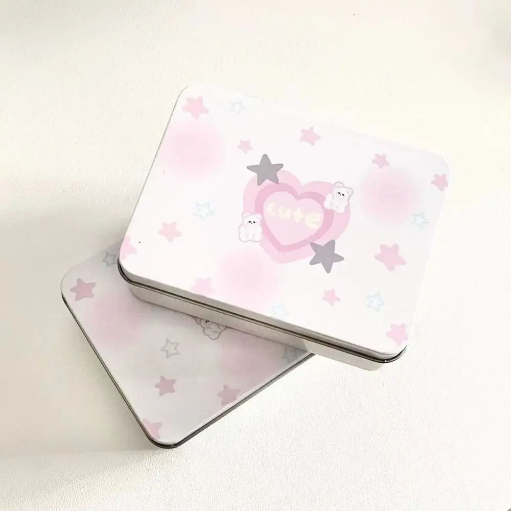 Cartoon Iron Storage Box Big Capacity Small Card Storage Box Desktop Storage School Stationery Kpop Photocards