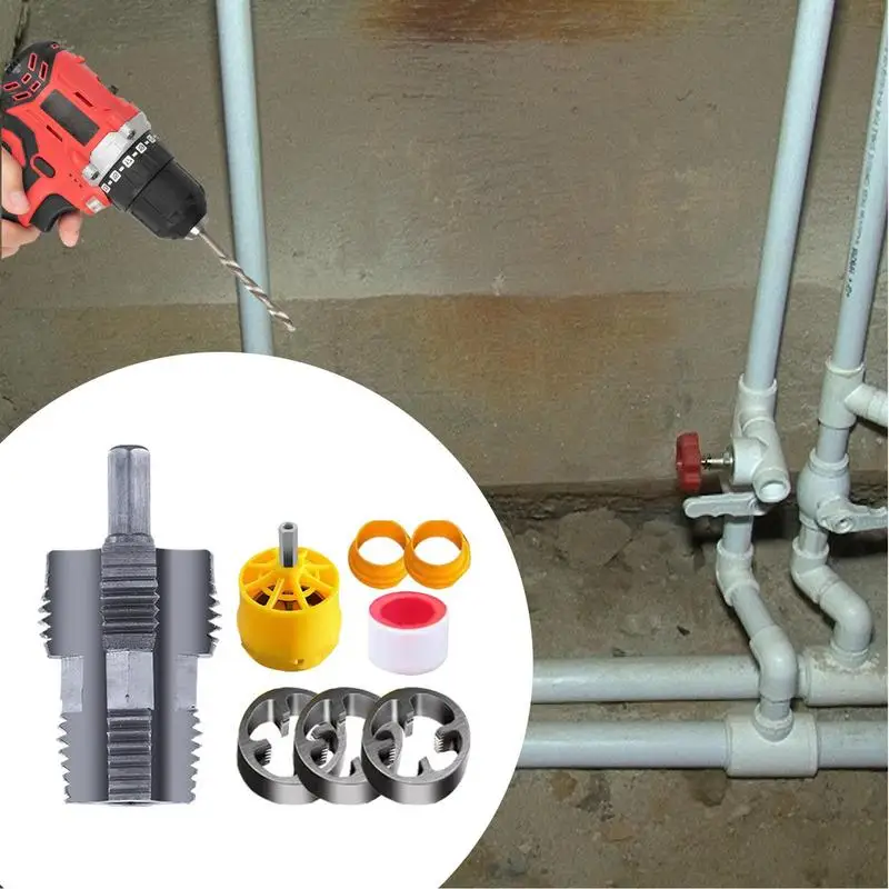 PVC Thread Maker เครื่องมือ 1/2 นิ้ว 3/4 นิ้ว 1 นิ้วท่อ Threader ชุดท่อภายในเปิดท่อประปาซ่อมเครื่องมือ