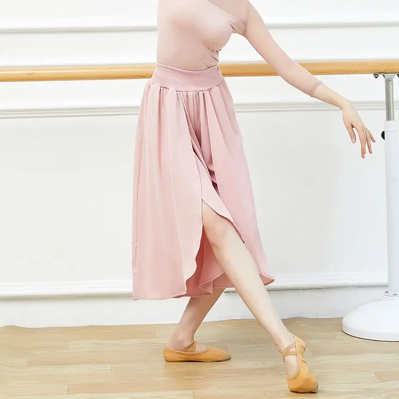 Jupe et pantalon de danse de ballet pour femmes, fente haute, jambe large, pratique de la danse classique du ventre moderne, vêtements de scène de performance