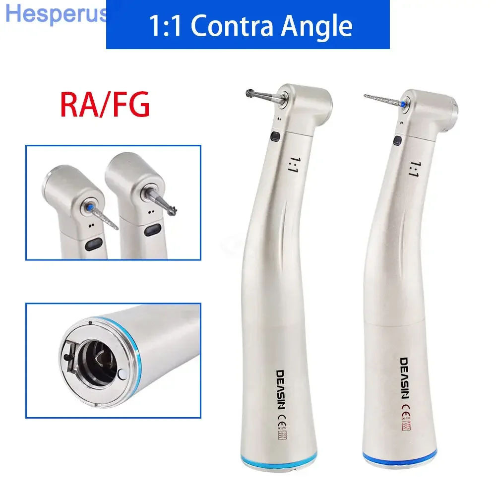 X25L/ X25 Den tal 1:1 Increasing Speed Handpiece Push Button Contra Angle LED Fiber Optic Blue Ring Handpiece