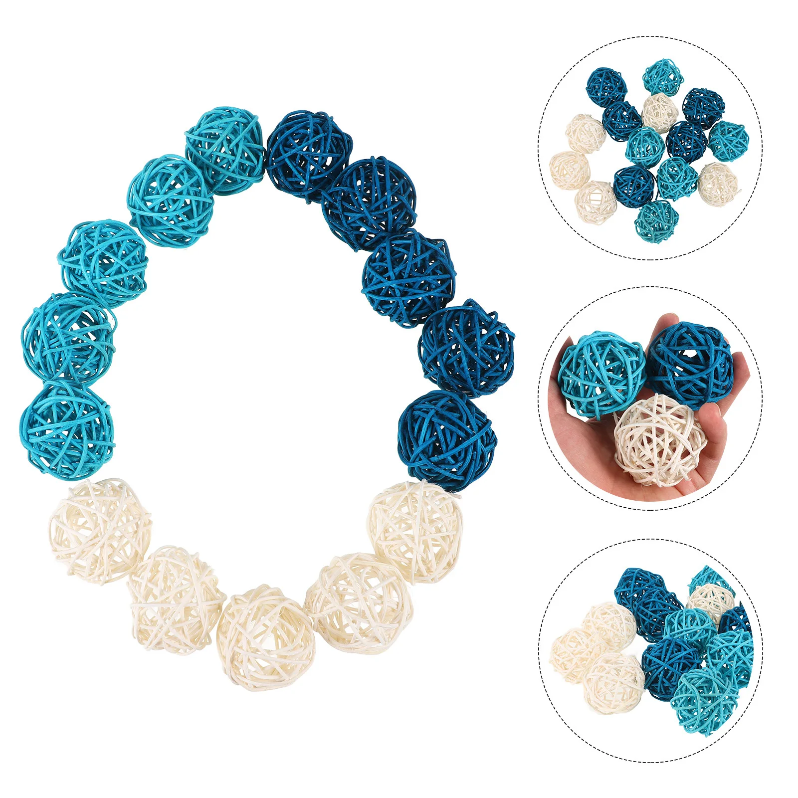 

15Pcs Aromatherapy Rattan Balls Handmade 5cm Decorative Bowl Fillers Blue Office Hotel Decor Decorative Ball